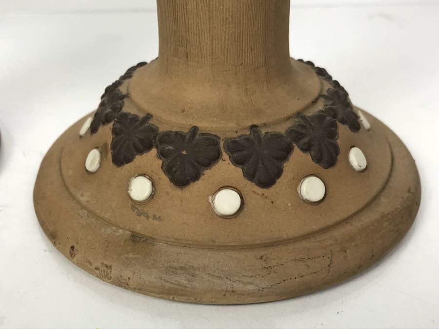 Set Of (3) Antique Doulton Lambeth England Silicon Candlesticks 9797 Stoneware 6.5'H [Photo 5]