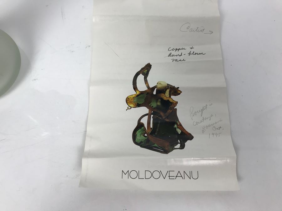 Copper And Hand Blown Art Glass Vase By Moldoveanu [Photo 12]