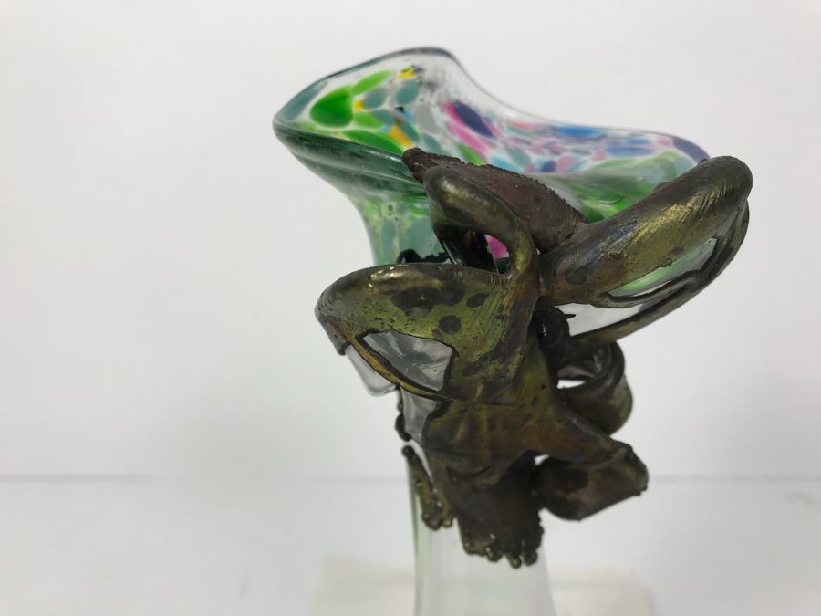 Copper And Hand Blown Art Glass Vase By Moldoveanu [Photo 3]