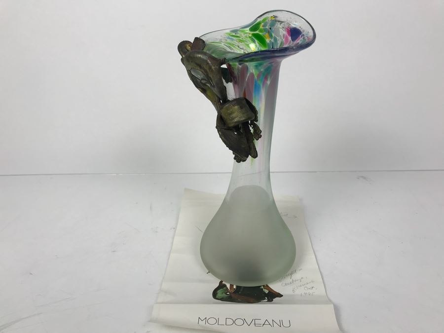 Copper And Hand Blown Art Glass Vase By Moldoveanu [Photo 9]