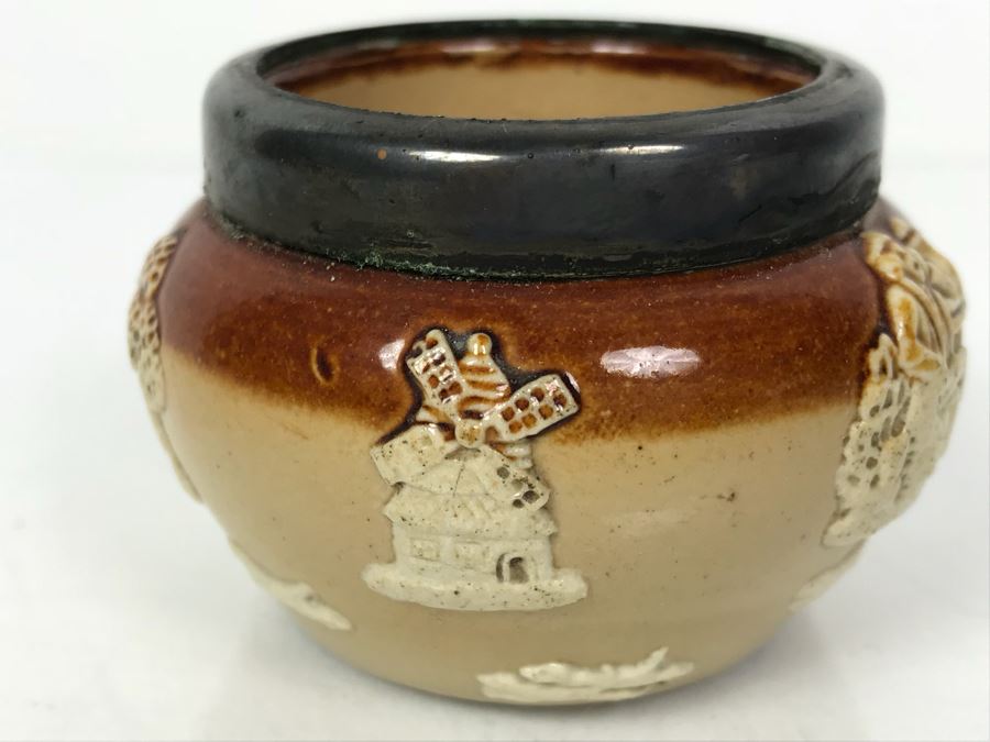 Antique Doulton Lambeth England Cup With Silver Rim 7819 Stoneware 1.5'H [Photo 6]