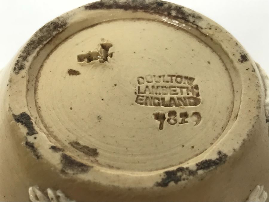 Antique Doulton Lambeth England Cup With Silver Rim 7819 Stoneware 1.5'H [Photo 9]