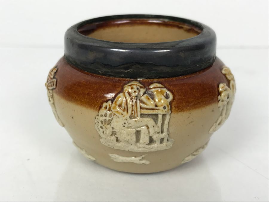 Antique Doulton Lambeth England Cup With Silver Rim 7819 Stoneware 1.5'H [Photo 1]