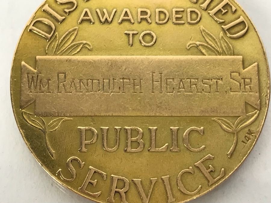 14k Gold Medal Awarded To William Randolph Hearst, Sr (Hearst Castle) Distinguished Public Service Medal From Navy Department United States Of America 15.5g [Photo 8]