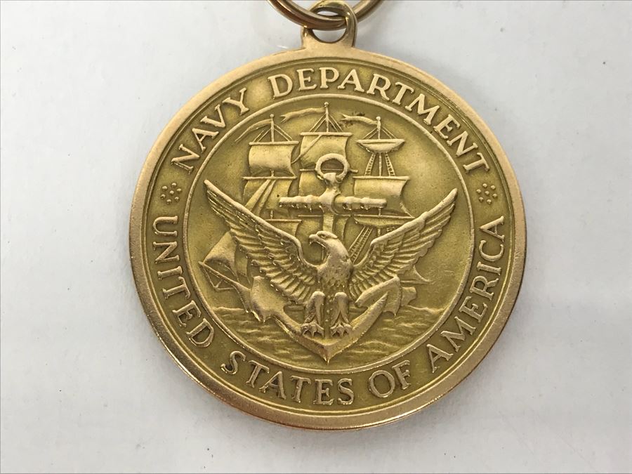 14k Gold Medal Awarded To William Randolph Hearst, Sr (Hearst Castle) Distinguished Public Service Medal From Navy Department United States Of America 15.5g [Photo 3]