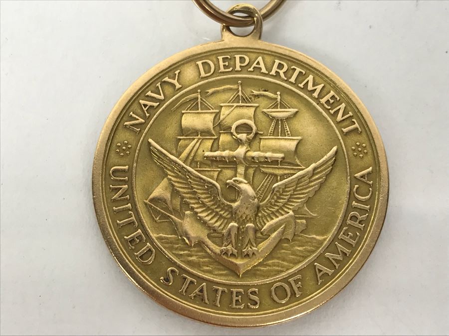 14k Gold Medal Awarded To William Randolph Hearst, Sr (Hearst Castle) Distinguished Public Service Medal From Navy Department United States Of America 15.5g [Photo 4]