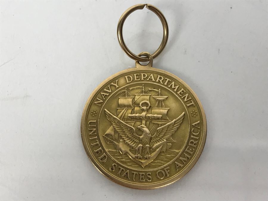 14k Gold Medal Awarded To William Randolph Hearst, Sr (Hearst Castle) Distinguished Public Service Medal From Navy Department United States Of America 15.5g [Photo 2]