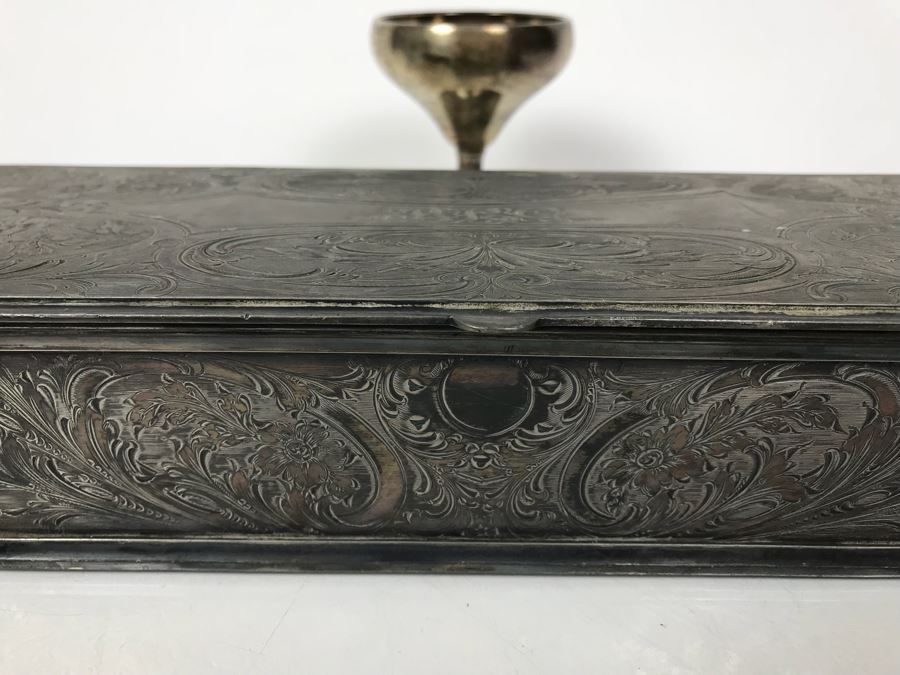 Weighted Sterling Silver Cup, Vintage Chased Silverplate Box And Various Skeleton Keys Inside Box [Photo 10]