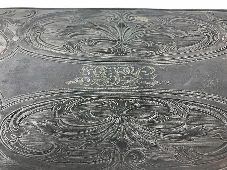 Weighted Sterling Silver Cup, Vintage Chased Silverplate Box And Various Skeleton Keys Inside Box [Photo 7]