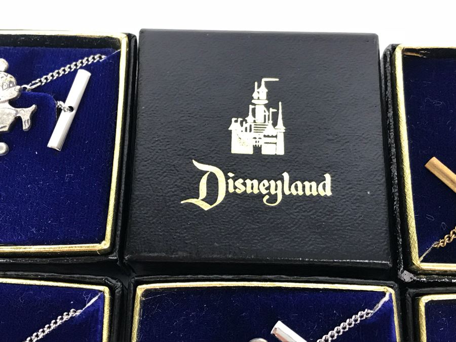 Collection Of (6) Vintage Sterling Silver Mickey Mouse Tie Pins From Disneyland Park - See Photos For Box Tops  (Fulton Burley) [Photo 8]