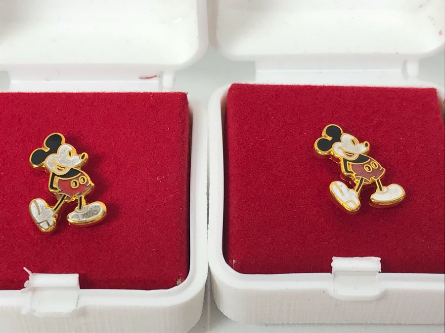 Collection Of (12) Small Vintage Mickey Mouse Tie Pins From Disneyland Park Some With Disneyland Price Tags  (Fulton Burley) [Photo 4]