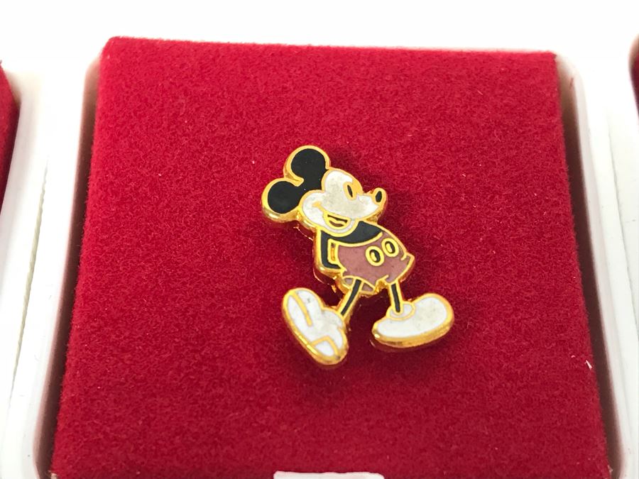 Collection Of (12) Small Vintage Mickey Mouse Tie Pins From Disneyland Park Some With Disneyland Price Tags  (Fulton Burley) [Photo 3]