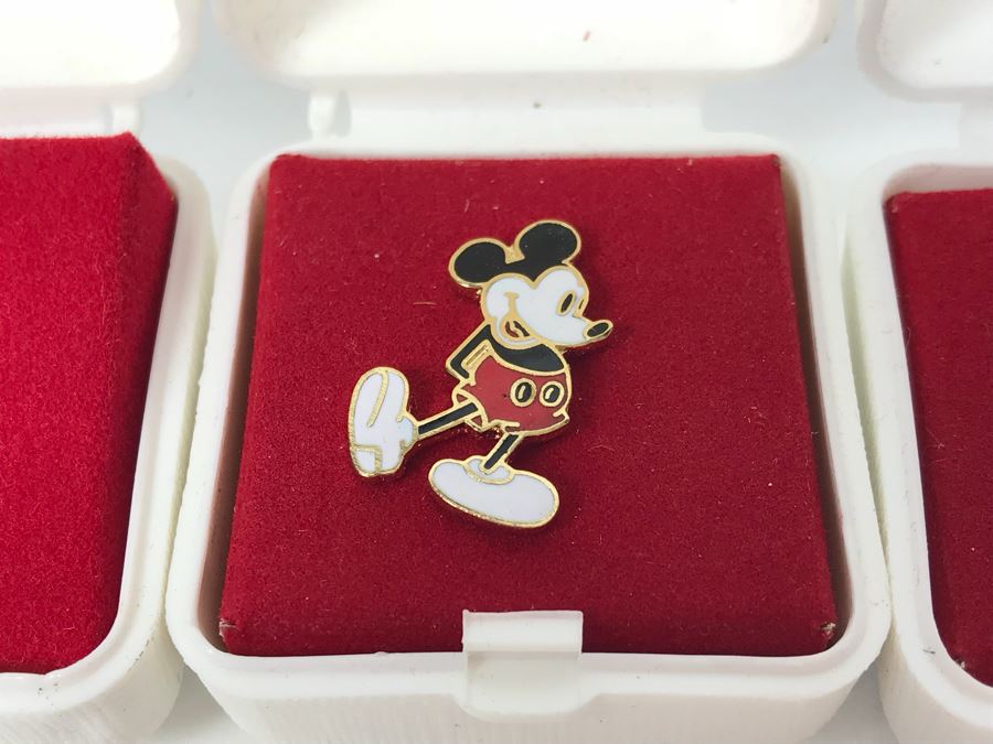 Collection Of (4) Vintage Mickey Mouse Tie Pins (3) Large (1) Small From Disneyland Park Some With Disneyland Price Tags (Fulton Burley) [Photo 3]