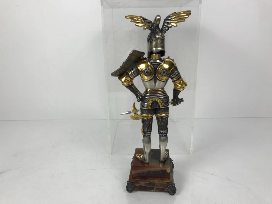 Signed Giuseppe Vasari Bronze Sculpture Of Knight In Armor On Marble Base Limited Edition 41 Of 250 With Protective Acrylic Case [Photo 8]