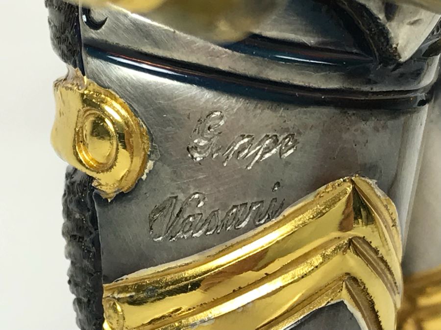 Signed Giuseppe Vasari Bronze Sculpture Of Knight In Armor On Marble Base Limited Edition 41 Of 250 With Protective Acrylic Case [Photo 13]