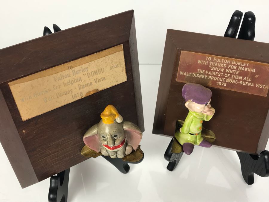 Vintage Fulton Burley Plaque Awards With Figurines For Promoting Walt Disney Movies 'DUMBO' 1976 And 'Snow White' 1975 (Stands Not Included) [Photo 9]