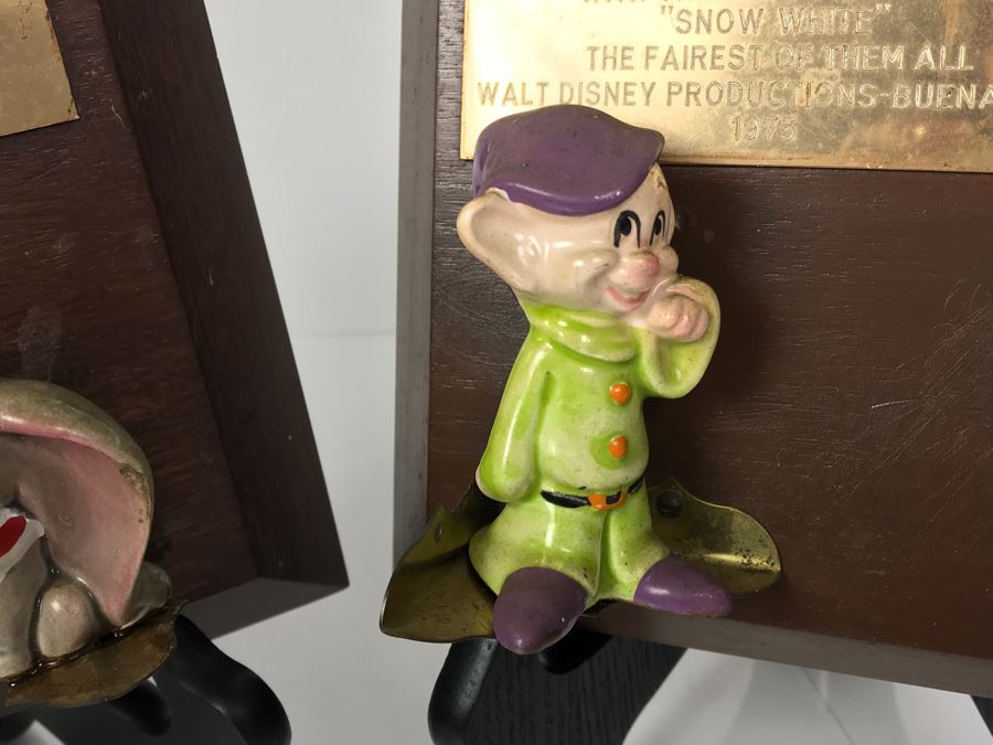 Vintage Fulton Burley Plaque Awards With Figurines For Promoting Walt Disney Movies 'DUMBO' 1976 And 'Snow White' 1975 (Stands Not Included) [Photo 7]