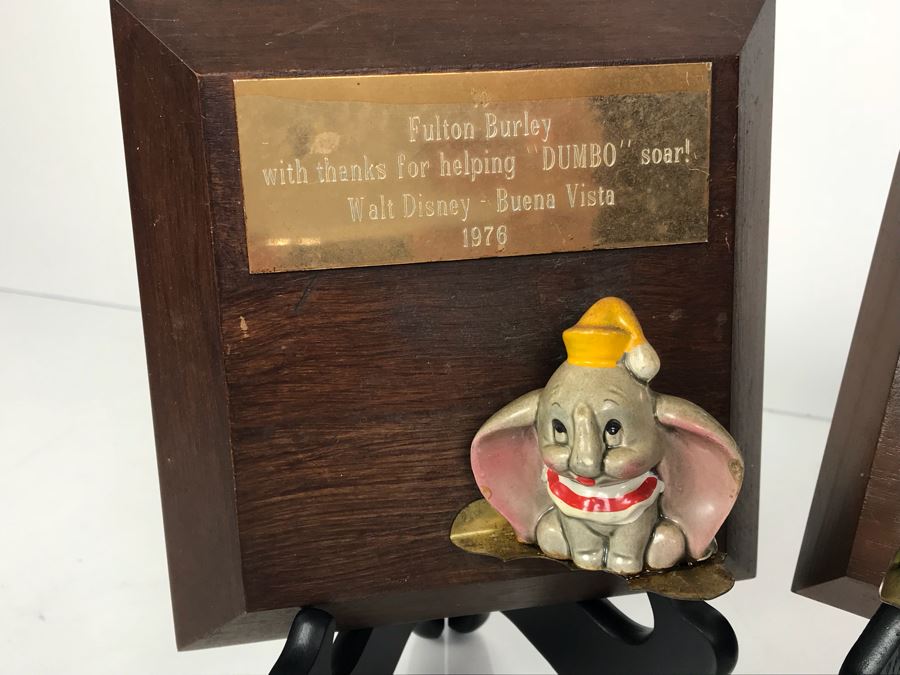 Vintage Fulton Burley Plaque Awards With Figurines For Promoting Walt Disney Movies 'DUMBO' 1976 And 'Snow White' 1975 (Stands Not Included) [Photo 2]