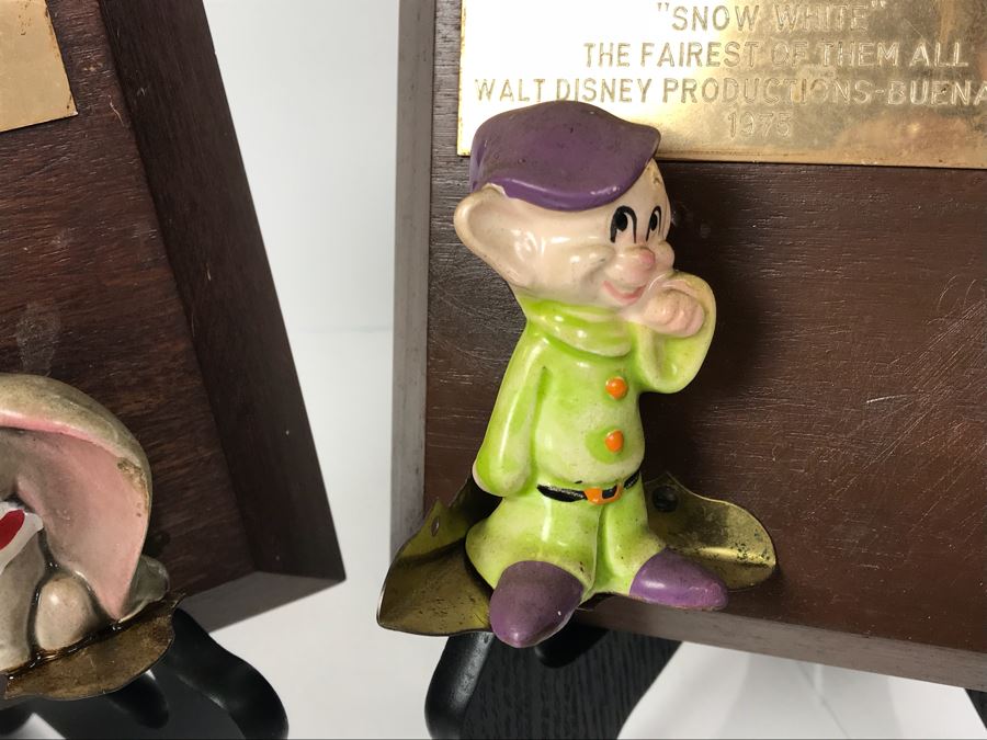 Vintage Fulton Burley Plaque Awards With Figurines For Promoting Walt Disney Movies 'DUMBO' 1976 And 'Snow White' 1975 (Stands Not Included) [Photo 6]