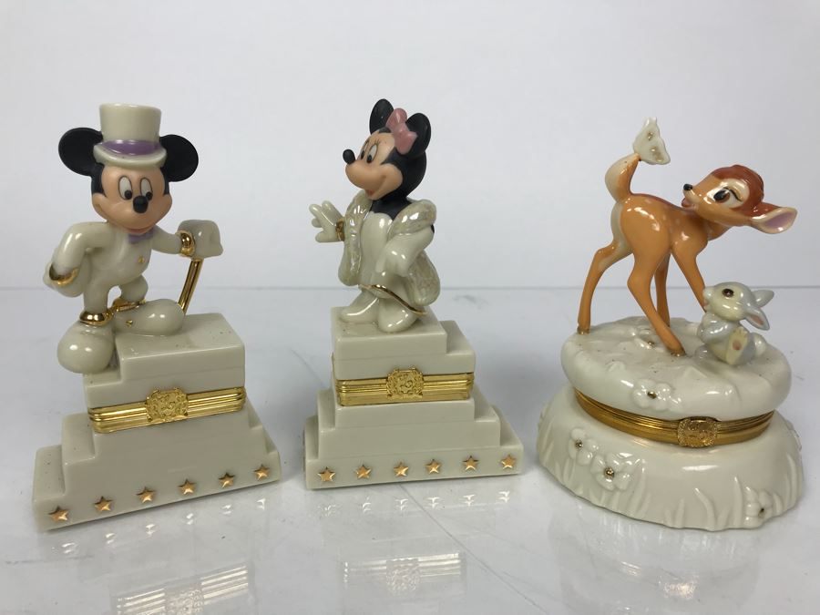 LENOX Limited Edition Disney Figurines: Mickey And Minnie's 75th Anniversay Treasure Box Featuring Mickey Mouse, Mickey And Minnie's 75th Anniversay Treasure Box Featuring Minnie Mouse And Bambi's 60th Anniversary Treasure Box [Photo 1]