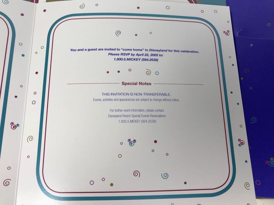 Rare Disneyland Book - Disneyland Happiest Celebration On Earth May 4-5, 2005 Celebrating Disneyland's 50th Anniversay With Holographic Pictures, Plaque And Invitation 10' X 10'  [Photo 21]