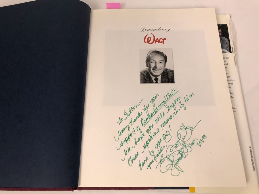 Signed Book: Remembering Walt - Favorite Memories Of Walt Disney By Amy Boothe Green And Howard E. Green Foreword By Ray Bradbury [Photo 3]