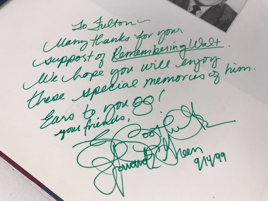 Signed Book: Remembering Walt - Favorite Memories Of Walt Disney By Amy Boothe Green And Howard E. Green Foreword By Ray Bradbury [Photo 8]