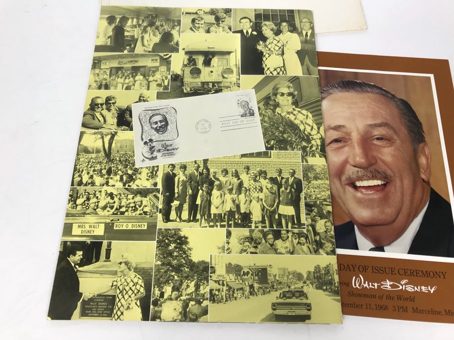First Day Of Issue Ceremony Program Honoring Walt Disney With First Day Of Issue Stamp 9/11/1968 And Disney World Magazine Nov 1968 Showing Stamp [Photo 14]