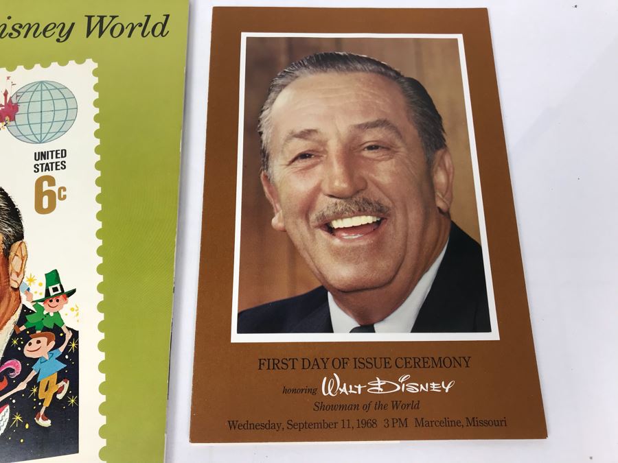 First Day Of Issue Ceremony Program Honoring Walt Disney With First Day Of Issue Stamp 9/11/1968 And Disney World Magazine Nov 1968 Showing Stamp [Photo 7]