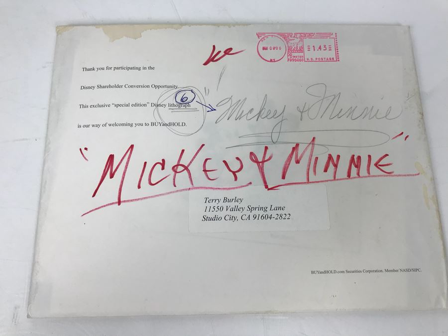 Collection Of (10) Exclusive 'Special Edition' Disney Lithographs 'Mickey And Minnie' For Participating In The Disney Shareholder Conversion Opportunity [Photo 3]
