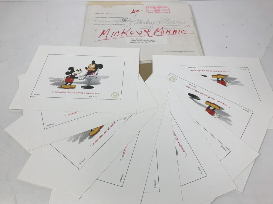 Collection Of (10) Exclusive 'Special Edition' Disney Lithographs 'Mickey And Minnie' For Participating In The Disney Shareholder Conversion Opportunity