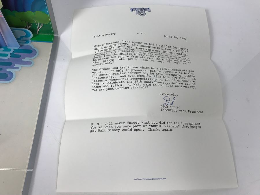 Vintage 1980 Disneyland Invitation And Program For 25th Birthday Of The Happiest Place On Earth And Letter Addressed To Fulton Burley Re Event [Photo 7]
