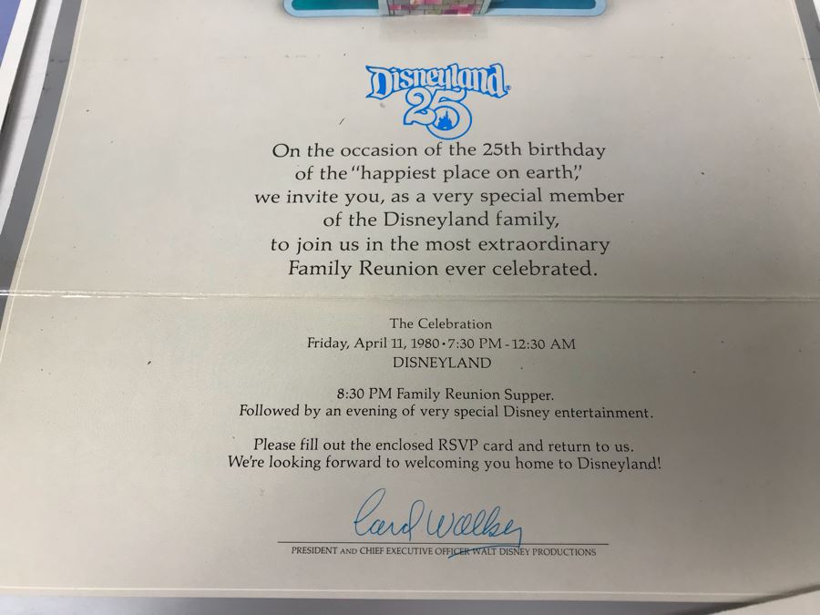 Vintage 1980 Disneyland Invitation And Program For 25th Birthday Of The Happiest Place On Earth And Letter Addressed To Fulton Burley Re Event [Photo 4]
