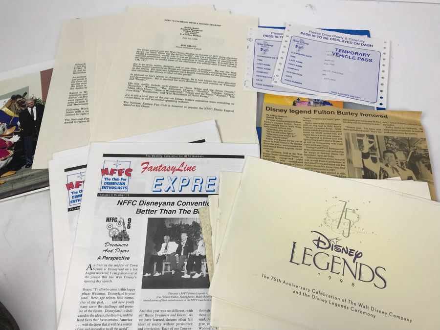 Fulton Burley's National Fantasy Fan Club (NFFC) Disney Legend Award Packet Information Including Award Acceptance Letter, Photos, Newsletters, Bios (See Photos) [Photo 9]