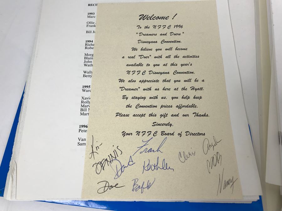 Fulton Burley's National Fantasy Fan Club (NFFC) Disney Legend Award Packet Information Including Award Acceptance Letter, Photos, Newsletters, Bios (See Photos) [Photo 24]