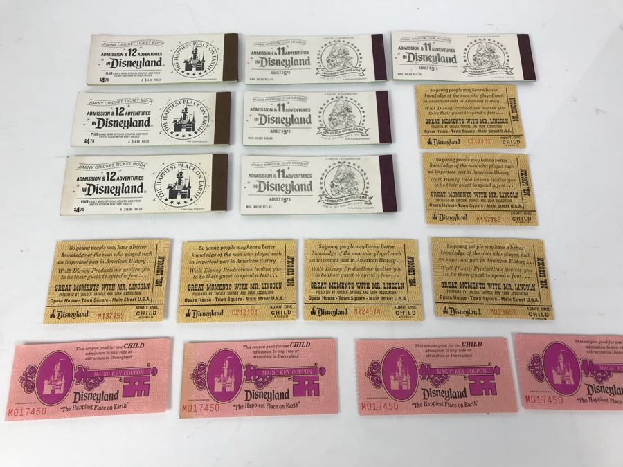 Collection Of Vintage Disneyland Park Tickets Books - See Photos
