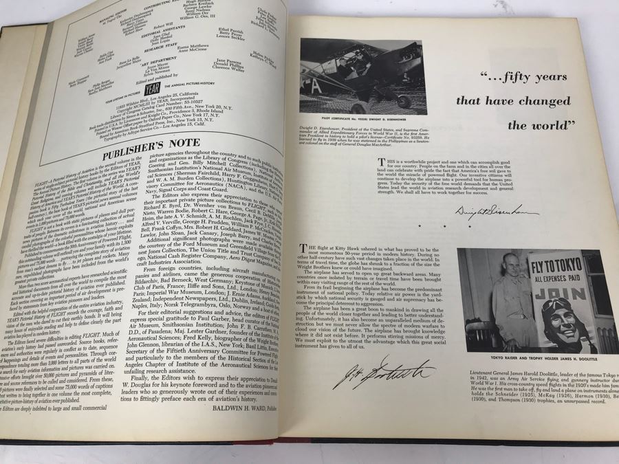 Engraved George Hearst Flight Book: A Pictorial History Of Aviation Foreword By Donald W. Douglas, 8 X 12 Photo Of George Randolph Hearst With Actress Wife Collette Lyons And Other Photos [Photo 8]