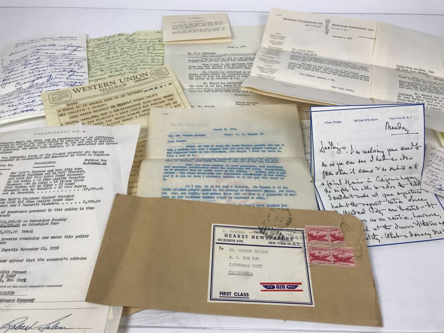 Collection Of Various Letters And Documents From George Hearst And Actress Collette Lyons Including Signed Letters From Lee Mortimer, Joe Sullivan, Actress Aileen Pringle And More (See Photos) [Photo 1]