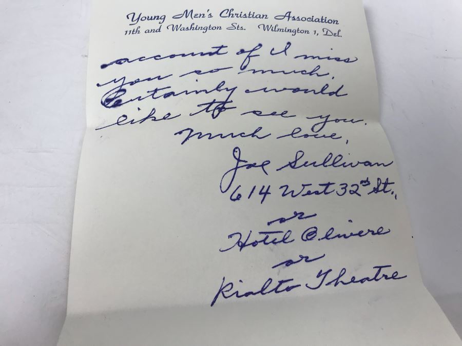 Collection Of Various Letters And Documents From George Hearst And Actress Collette Lyons Including Signed Letters From Lee Mortimer, Joe Sullivan, Actress Aileen Pringle And More (See Photos) [Photo 26]