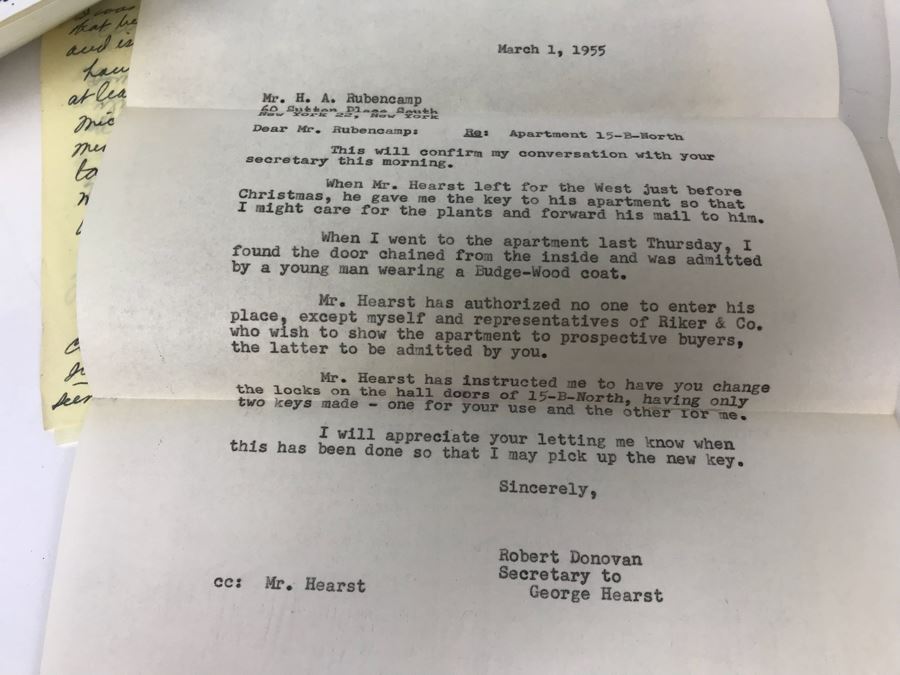 Collection Of Various Letters And Documents From George Hearst And Actress Collette Lyons Including Signed Letters From Lee Mortimer, Joe Sullivan, Actress Aileen Pringle And More (See Photos) [Photo 18]