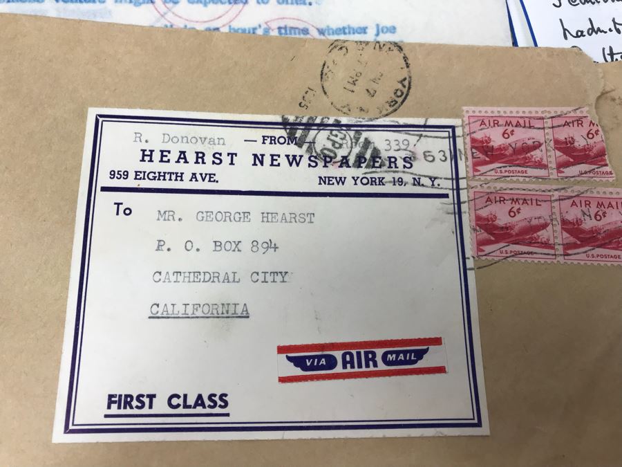 Collection Of Various Letters And Documents From George Hearst And Actress Collette Lyons Including Signed Letters From Lee Mortimer, Joe Sullivan, Actress Aileen Pringle And More (See Photos) [Photo 8]