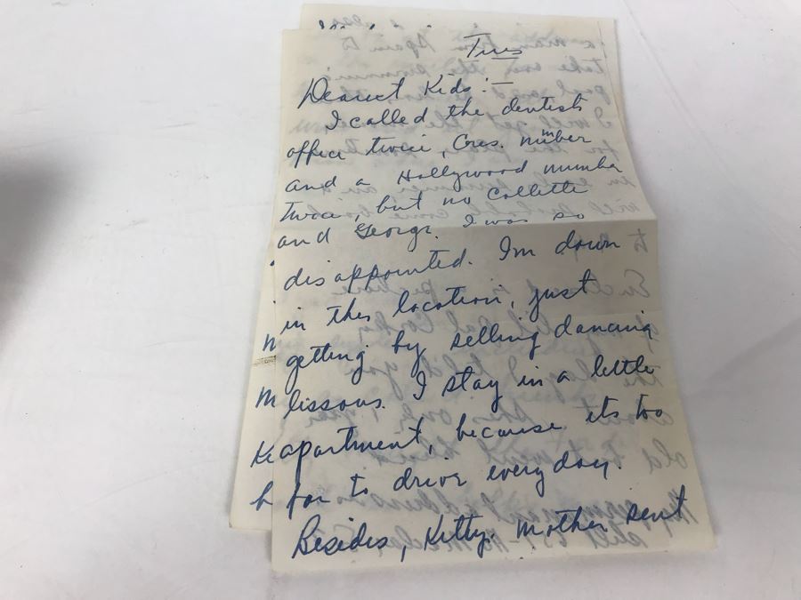 Collection Of Various Letters And Documents From George Hearst And Actress Collette Lyons Including Signed Letters From Lee Mortimer, Joe Sullivan, Actress Aileen Pringle And More (See Photos) [Photo 29]