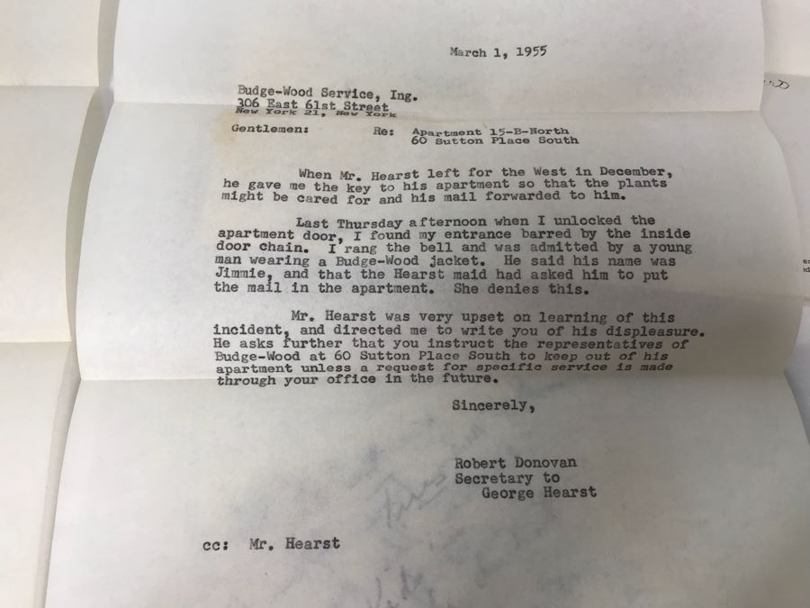 Collection Of Various Letters And Documents From George Hearst And Actress Collette Lyons Including Signed Letters From Lee Mortimer, Joe Sullivan, Actress Aileen Pringle And More (See Photos) [Photo 19]