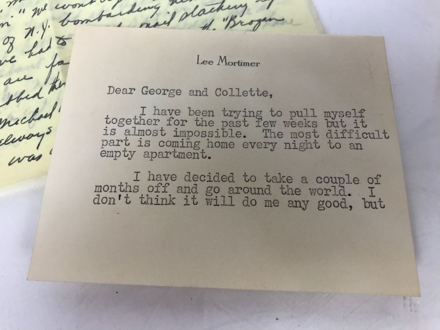Collection Of Various Letters And Documents From George Hearst And Actress Collette Lyons Including Signed Letters From Lee Mortimer, Joe Sullivan, Actress Aileen Pringle And More (See Photos) [Photo 4]