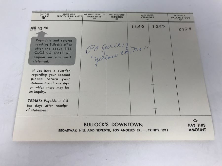 Collection Of Various Receipts, Billing Statements, Banking Checkbooks, Ledgers, W-2 For William Morris Agency For Acting And Notes From George Hearst And Actress Collette Lyons (See Photos) [Photo 38]