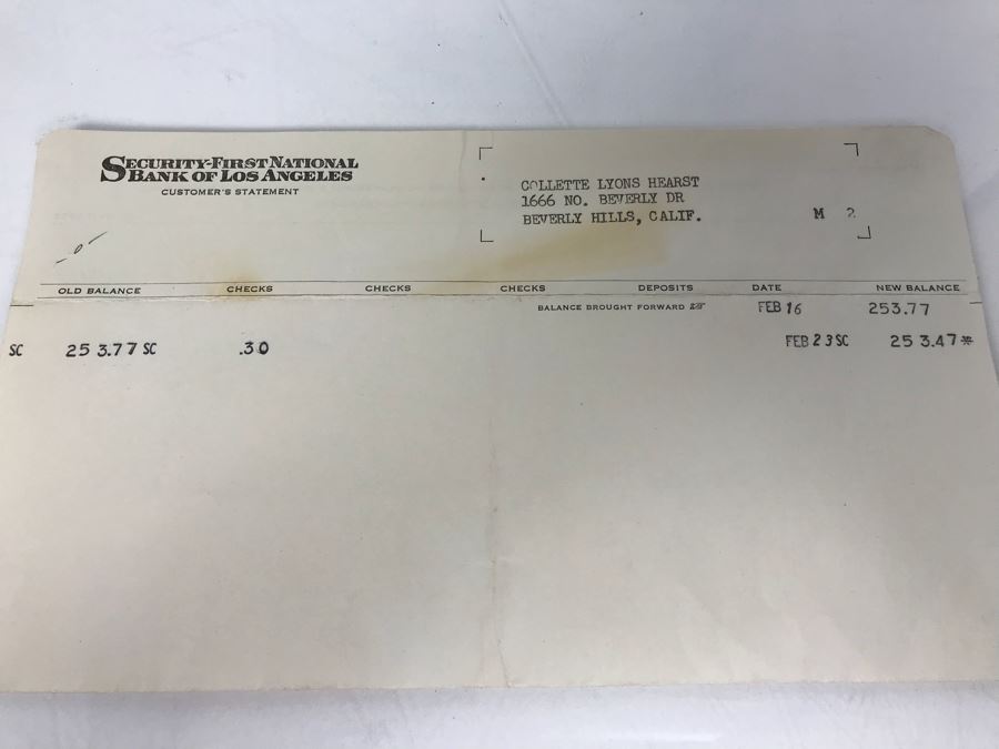 Collection Of Various Receipts, Billing Statements, Banking Checkbooks, Ledgers, W-2 For William Morris Agency For Acting And Notes From George Hearst And Actress Collette Lyons (See Photos) [Photo 29]