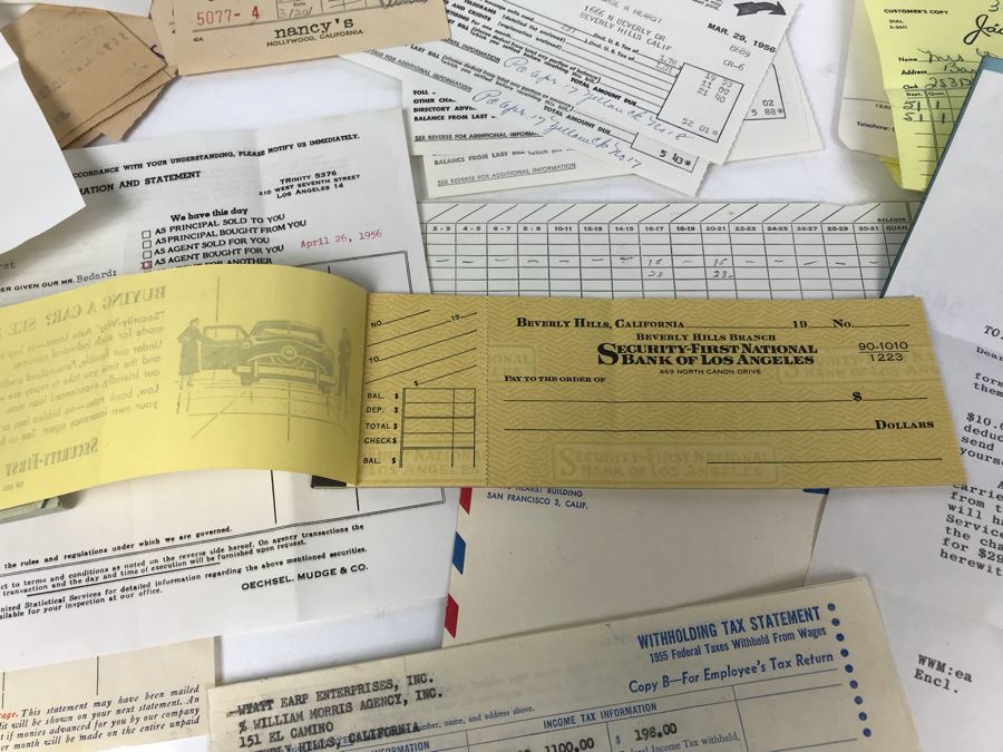 Collection Of Various Receipts, Billing Statements, Banking Checkbooks, Ledgers, W-2 For William Morris Agency For Acting And Notes From George Hearst And Actress Collette Lyons (See Photos) [Photo 4]