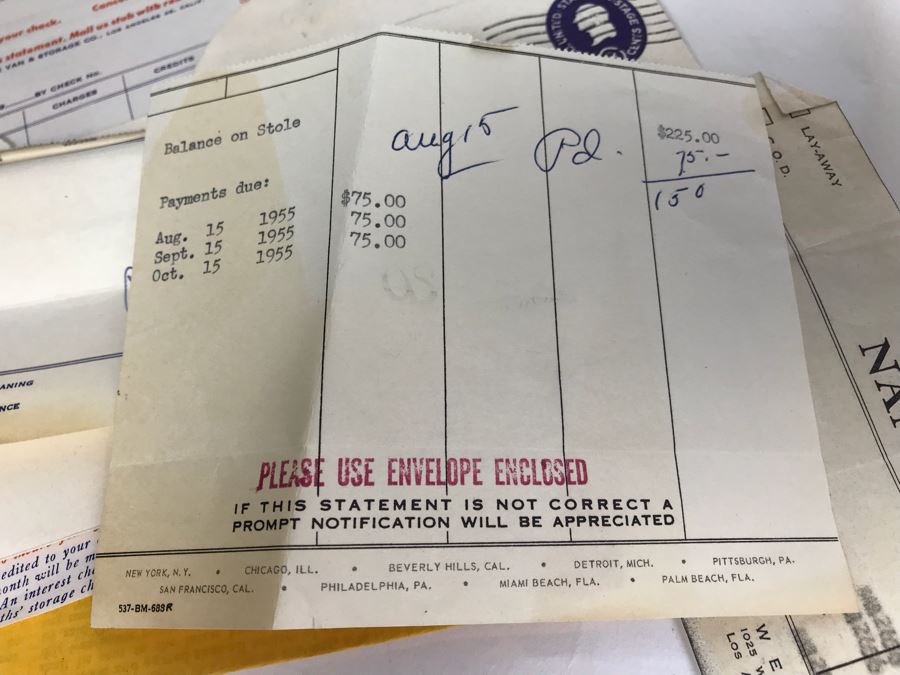 Collection Of Various Receipts, Billing Statements, Banking Checkbooks, Ledgers, W-2 For William Morris Agency For Acting And Notes From George Hearst And Actress Collette Lyons (See Photos) [Photo 42]