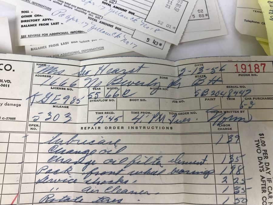 Collection Of Various Receipts, Billing Statements, Banking Checkbooks, Ledgers, W-2 For William Morris Agency For Acting And Notes From George Hearst And Actress Collette Lyons (See Photos) [Photo 9]