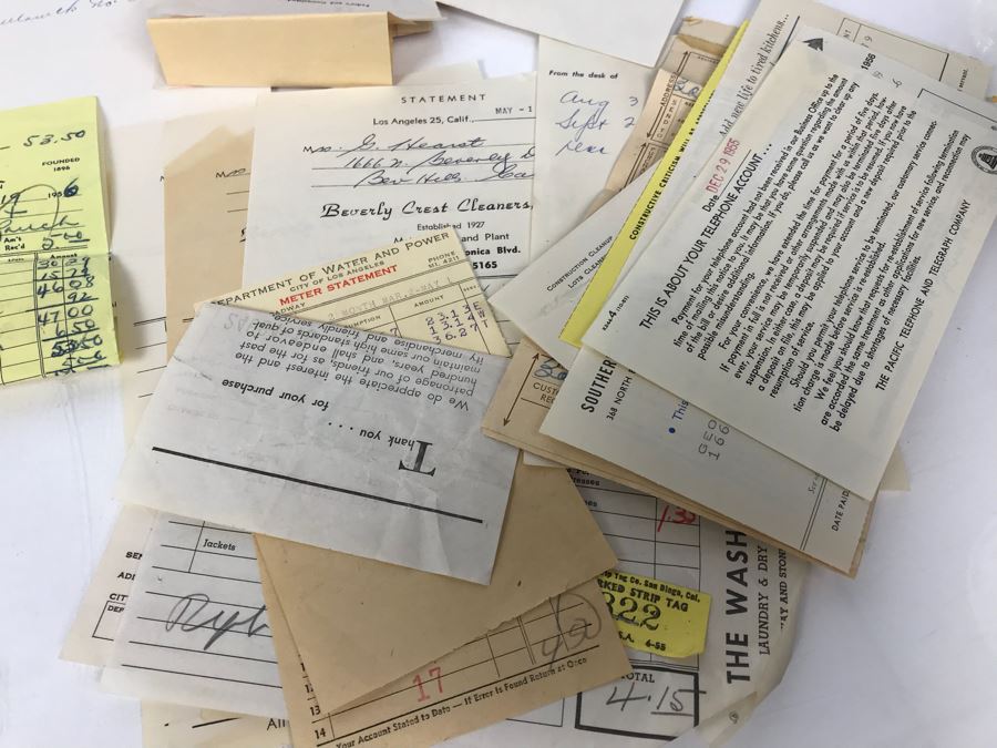 Collection Of Various Receipts, Billing Statements, Banking Checkbooks, Ledgers, W-2 For William Morris Agency For Acting And Notes From George Hearst And Actress Collette Lyons (See Photos) [Photo 23]